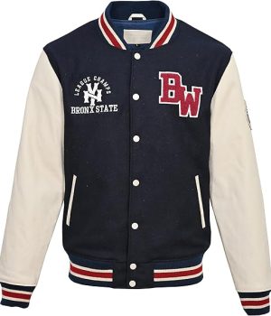 Bronx State Varsity Jacket Cream with School Logo