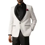 Elegant Men Three Piece White and Black Tuxedo