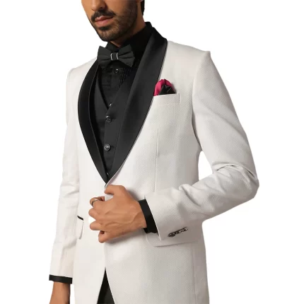 Elegant Men’s 3 Piece White and Black Tuxedo