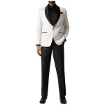 Elegant Men’s 3 Piece White and Black Tuxedo