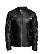 Men Black Detachable Hooded Jacket front view
