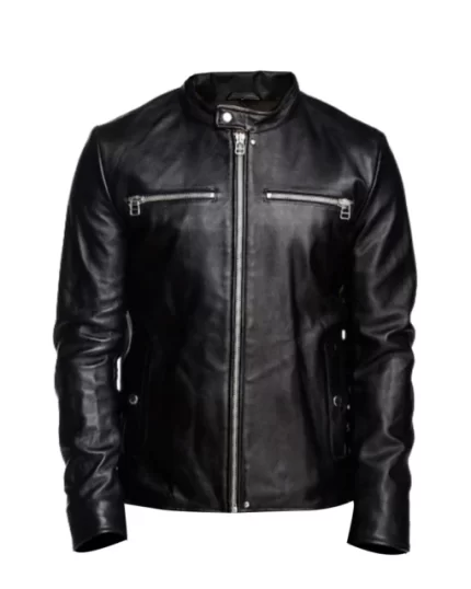 Men Black Detachable Hooded Jacket front view
