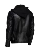 Men Black Detachable Hooded Jacket back view