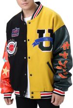 Unisex Embroidered Letterman Bomber Jacket front