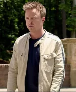 Aaron Paul Need For Speed White Leather Jacket front view