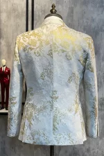 Back view of the Champagne Peak Lapel Paillettes Blazer showing the tailored fit