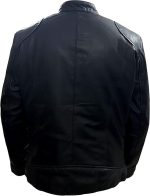Back view of the Gentleman Zipper Pocket Leather Coat showing the slim fit
