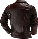 Back view of the Mens Graphite Distressed Multi-Zipper Leather Biker Jacket showing the full length