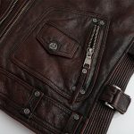 Side view of the Mens Graphite Distressed Multi-Zipper Leather Biker Jacket highlighting the zippers and fit.