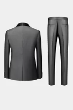 Back view of the Gray Tuxedo Suit showing the tailored fit