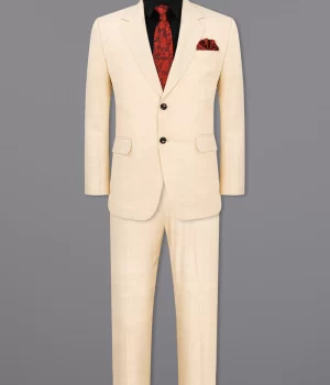 Light Apricot Brown Subtle Plaid Suit Back View