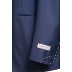 Closeup of the Mediterranean Blue Wool Tuxedo Suit focusing on the wool texture and lapel details.