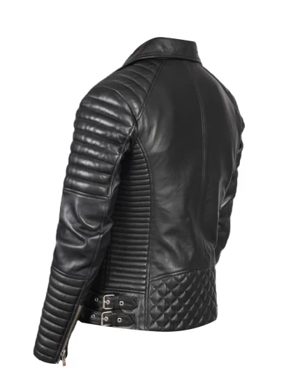 Men Cross Brando Leather Jacket Side View