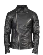 Men Cross Brando Leather Jacket Texture
