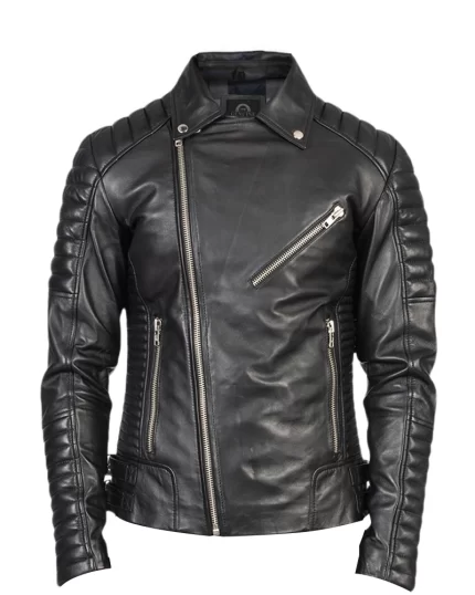 Men Cross Brando Leather Jacket Texture