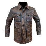Men's Brown Vintage Distressed Jacket Front View