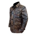 Men's Brown Vintage Distressed Jacket Side View