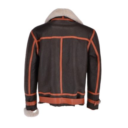 Men's Flying Aviator Shearling Jacket Back View