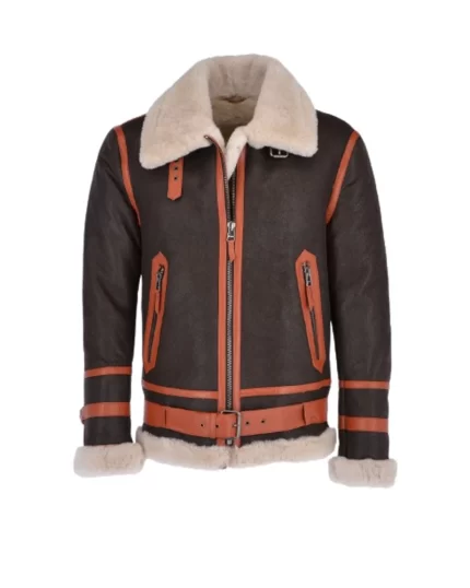 Men's Flying Aviator Shearling Jacket Front View