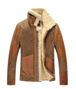 Men Brown Bomber Leather JacketFront View