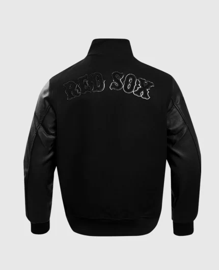 MLB Boston Red Sox Black Varsity Jacket Back View