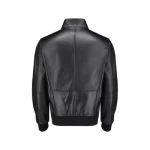 Navigator Black Leather Jacket Back View