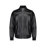Navigator Black Leather Jacket Front View
