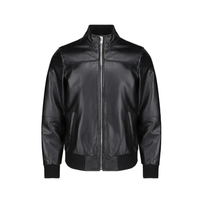 Navigator Black Leather Jacket Front View