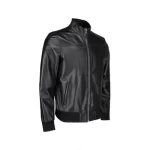 Navigator Black Leather Jacket Side View