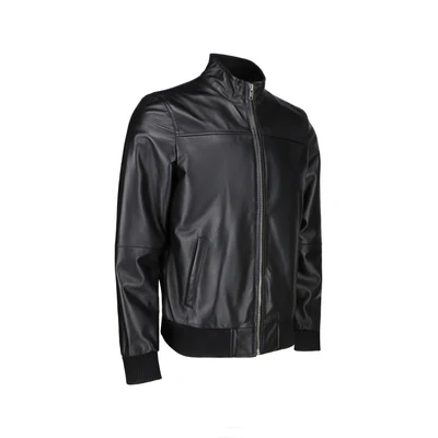 Navigator Black Leather Jacket Side View