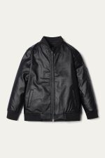 Premium Black Leather Jacket Front View