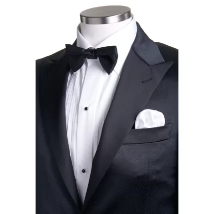 Closeup of the Silk Jacquard Tuxedo Jacket focusing on the silk texture and details