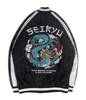 Printed Vintage Street Wear Varsity Jacket Back View