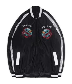 Printed Vintage Street Wear Varsity Jacket Front View