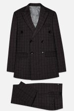 Thunder Gray Windowpane Tweed Double Breasted Suit Lapel Detail
