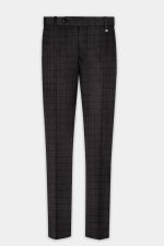 Thunder Gray Windowpane Tweed Double Breasted Suit Trousers Detail