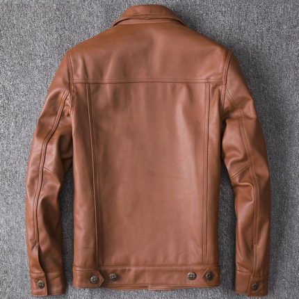 Top Layer Leather Lapel Jacket Back View