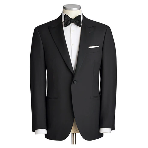 tuxedo-styles-for-men-front Front view of a black tuxedo with bow tie and white shirt for men