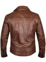 Vintage Quilted Brown Biker Jacket Back View