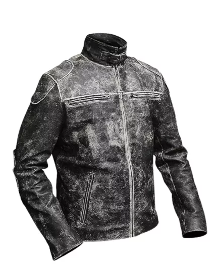 Vintage Retro Distressed Black Jacket Side View