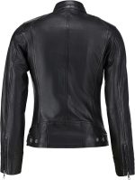 Back view of Revofits women’s black leather moto jacket