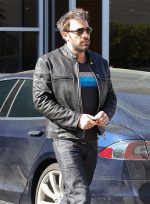 Ben Affleck Damian Black Distressed Biker Leather Jacket Front View