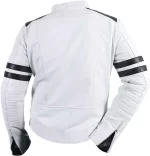Men White Leather Jacket Back View