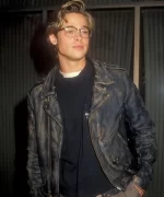 Brad Pitt Vintage Brown Leather Brando Jacket Front View