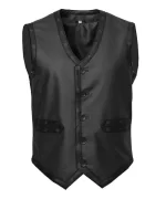 Urban Slate Black Leather Vest Front View
