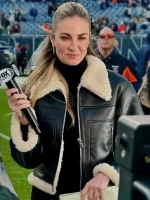 Erin Andrews Black Shearling Leather Jacket Jacket Quality