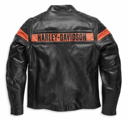 Men black Vintage Leather Jacket Back View