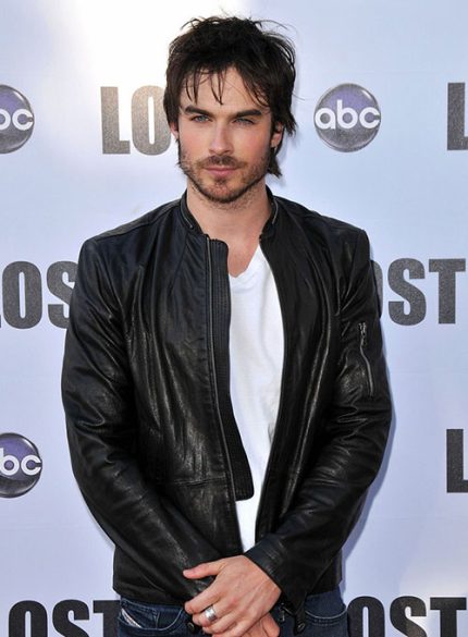 Ian Somerhalder Adornica Black Leather Jacket Side View