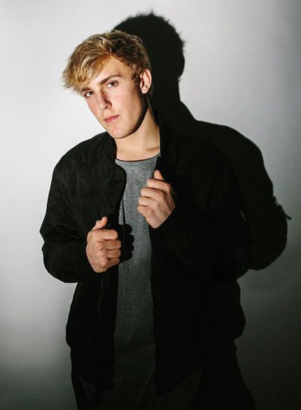 Jake Paul Ionic Black Leather Bomber Jacket front View