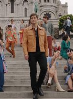 Lucas Bravo Brown Leather Trucker Jacket Side View